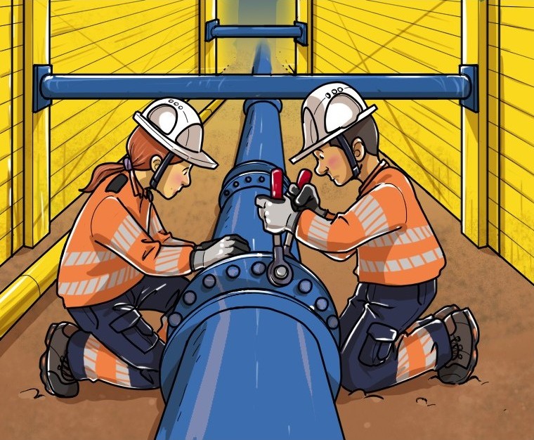 Image de deux canalisateurs sur un chantier